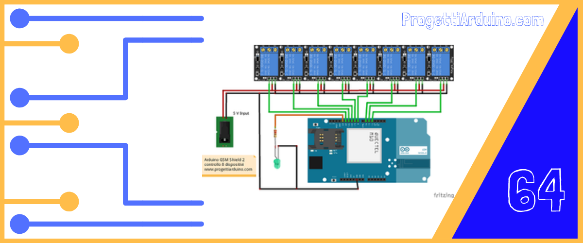 64. Gsm Shield 2 controllo di 8 dispositivi con SMS