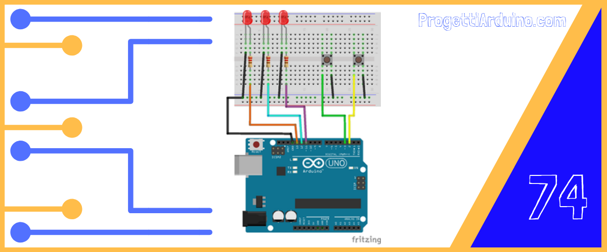 74. Arduino scelta accensione led con pulsanti