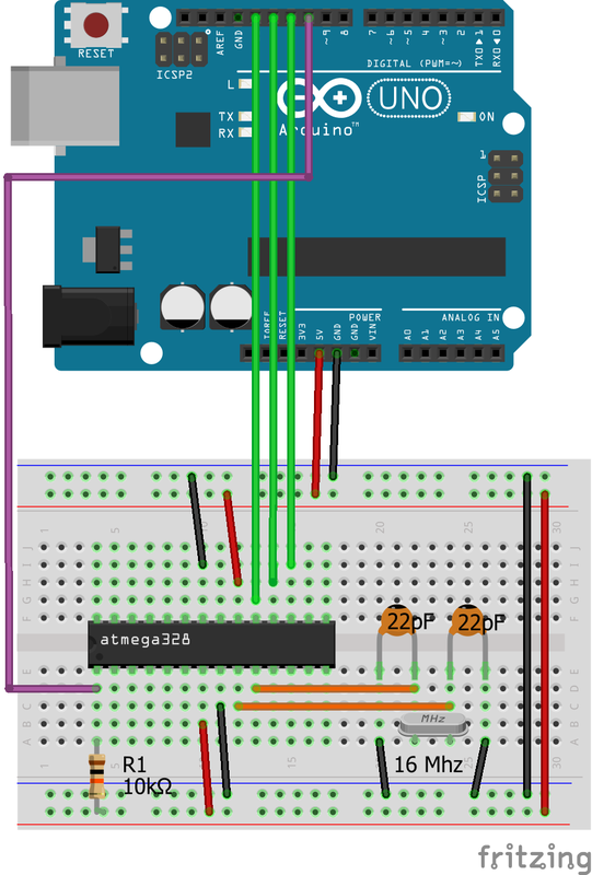 Schema Arduino as ISP per bootloader ATmega328