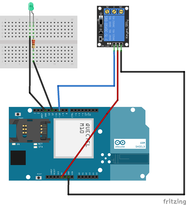Schema Arduino GSM Shield 2 relè