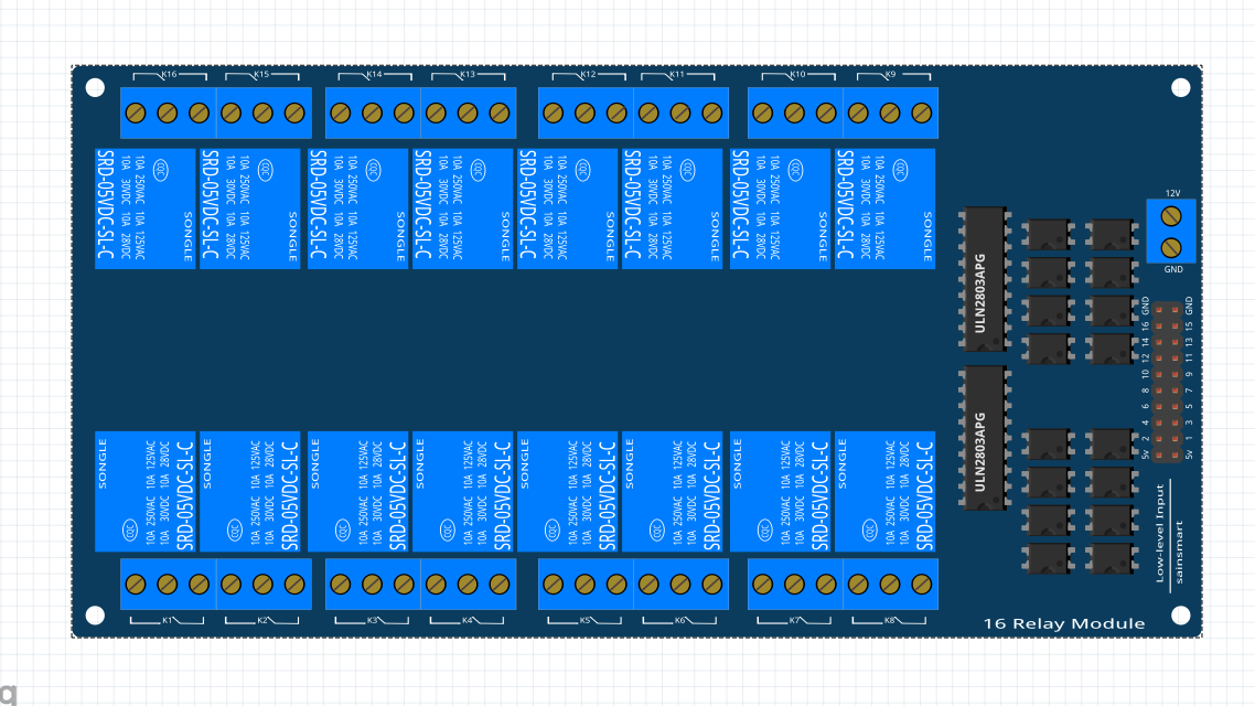 Modulo relè 16 canali Fritzing