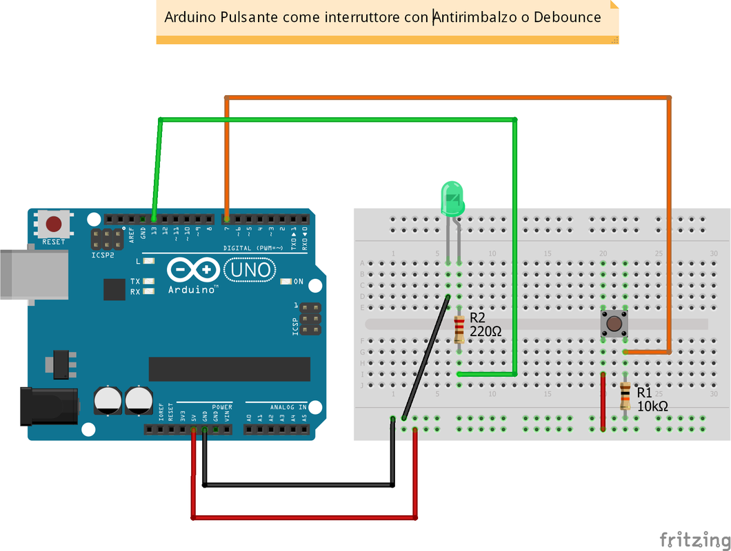 Schema Arduino pulsante come interruttore con debounce