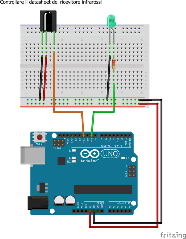 Schema Arduino con ricevitore infrarossi TSOP1738