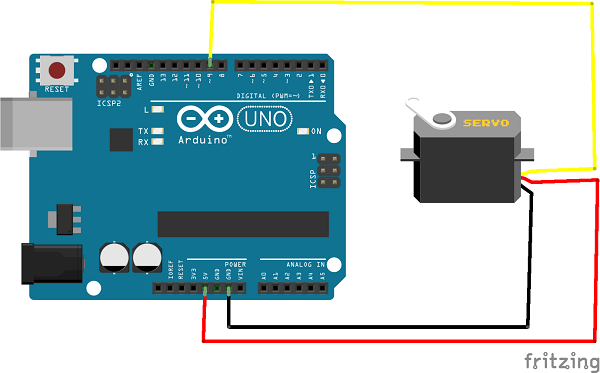 Schema di collegamento servomotore con Arduino