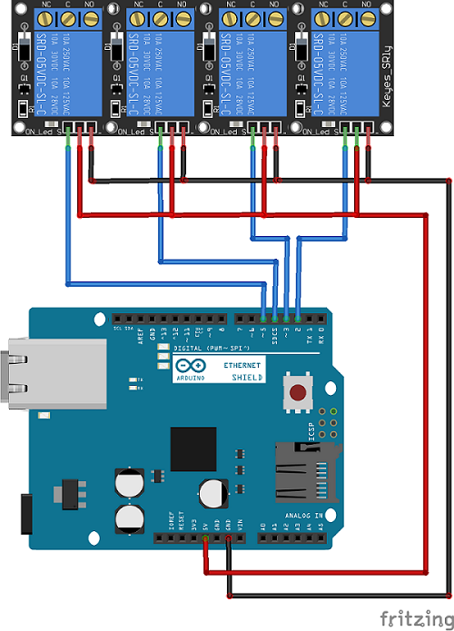 Schema Arduino Uno Ethernet Shield webserver relè