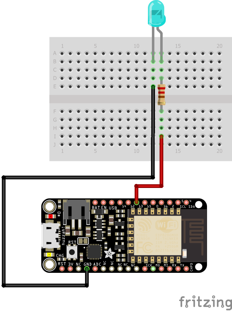 Schema NodeMCU ESP8266 Blink LED D7