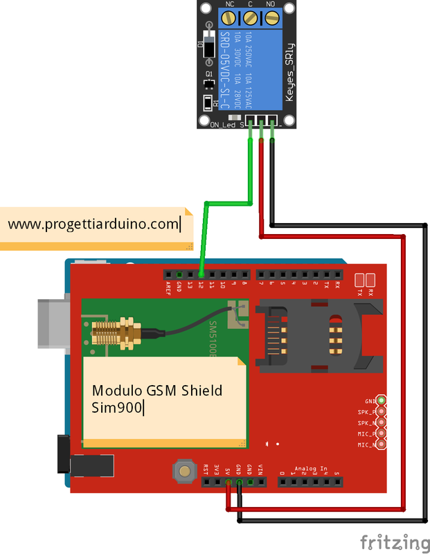 Schema Arduino SIM900 SMS relè