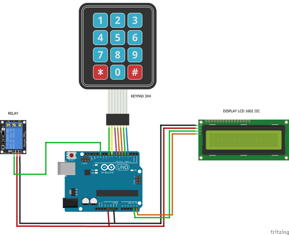 Schema Arduino keypad 3x4 LCD relè