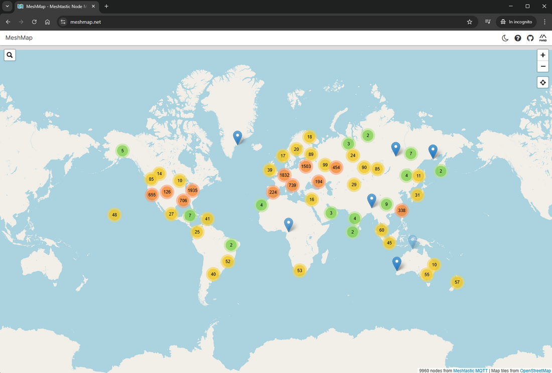 Mappa nodi Meshtastic LoRa in Italia