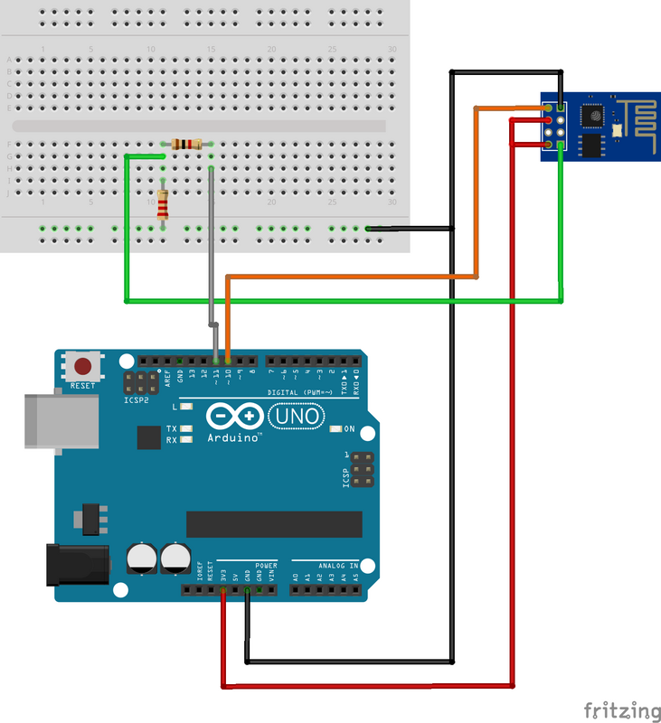 Schema Arduino UNO ESP8266 ESP-01 WiFi