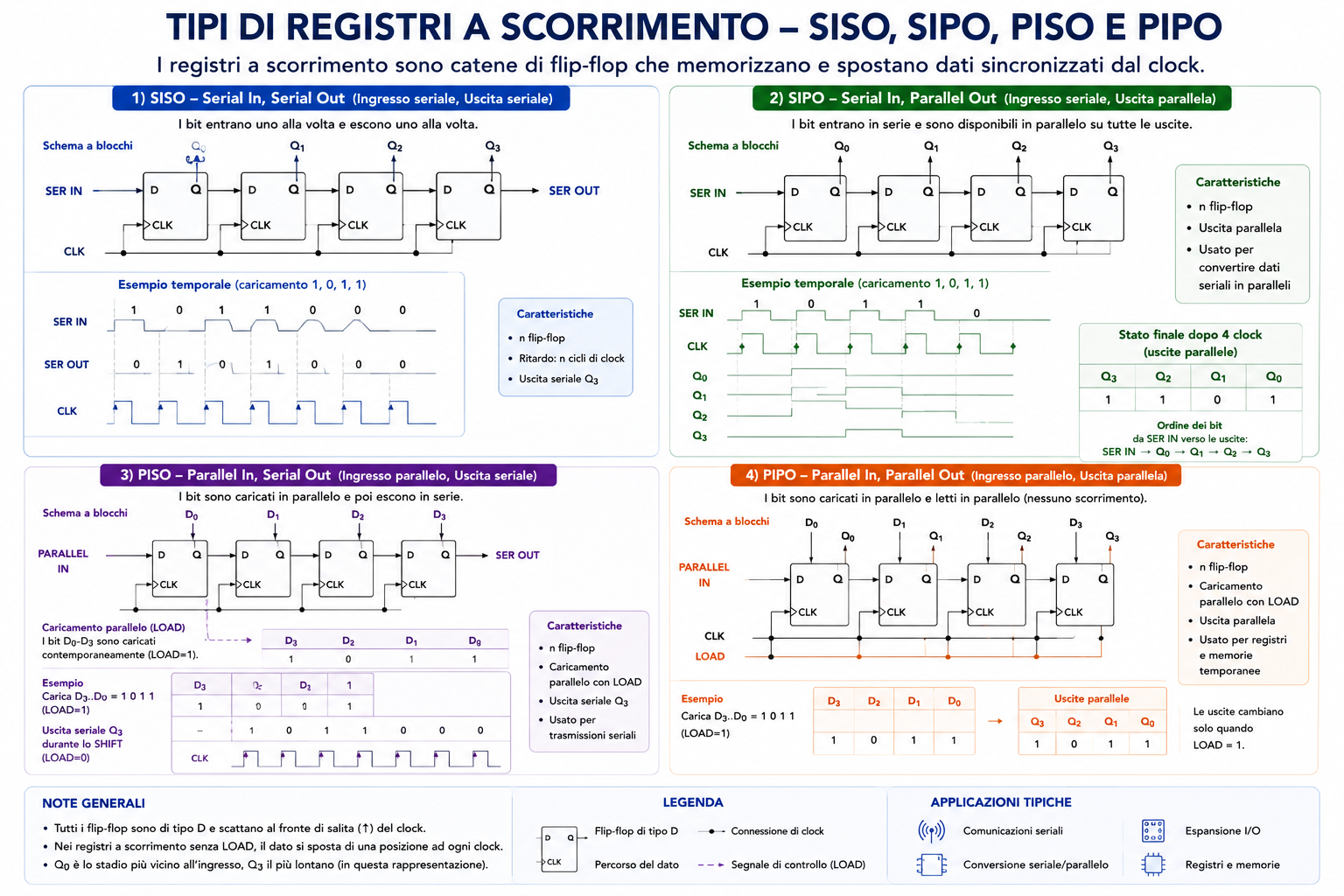 Tipi di registri a scorrimento SISO SIPO PISO e PIPO