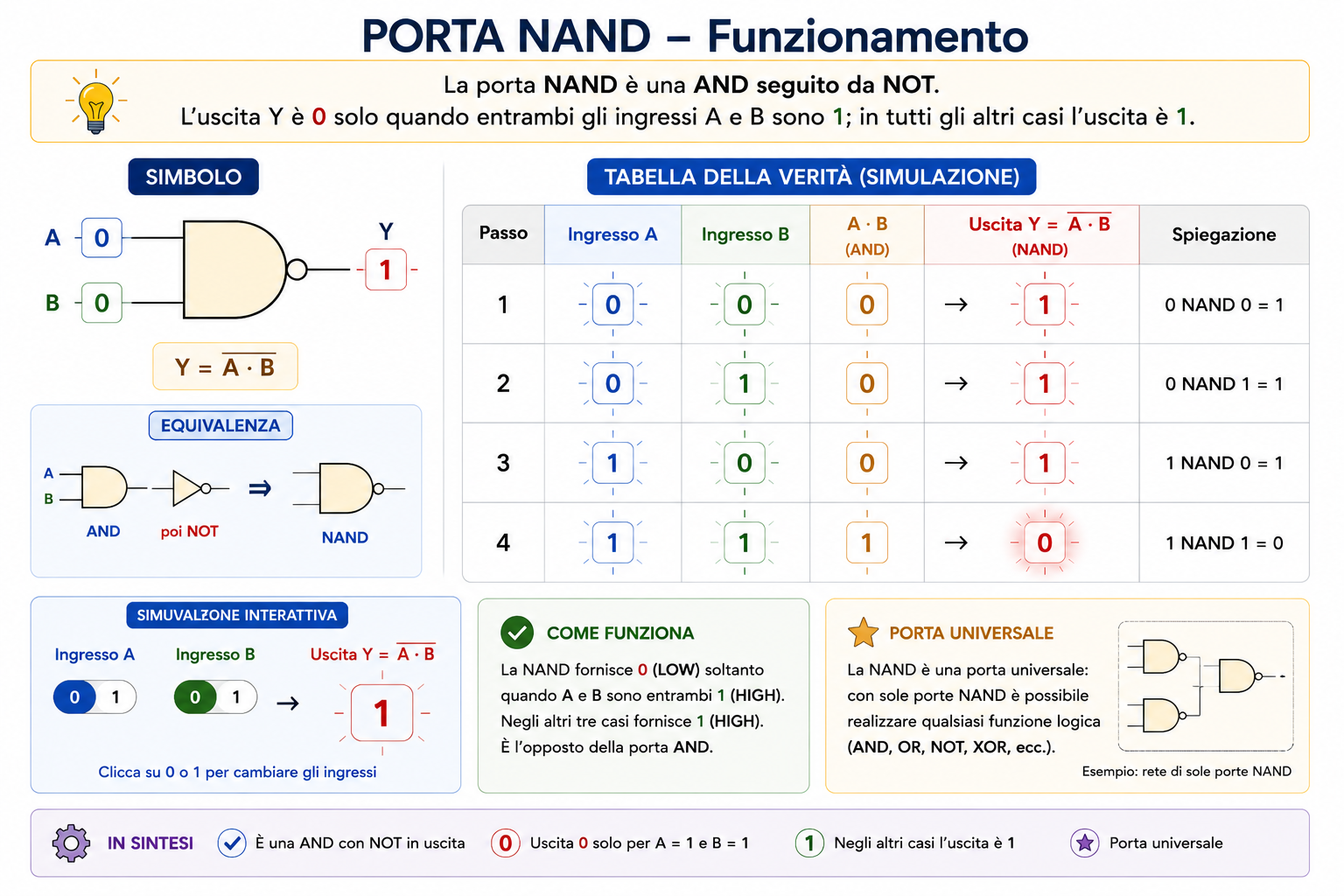 Porta NAND funzionamento e tabella della verità