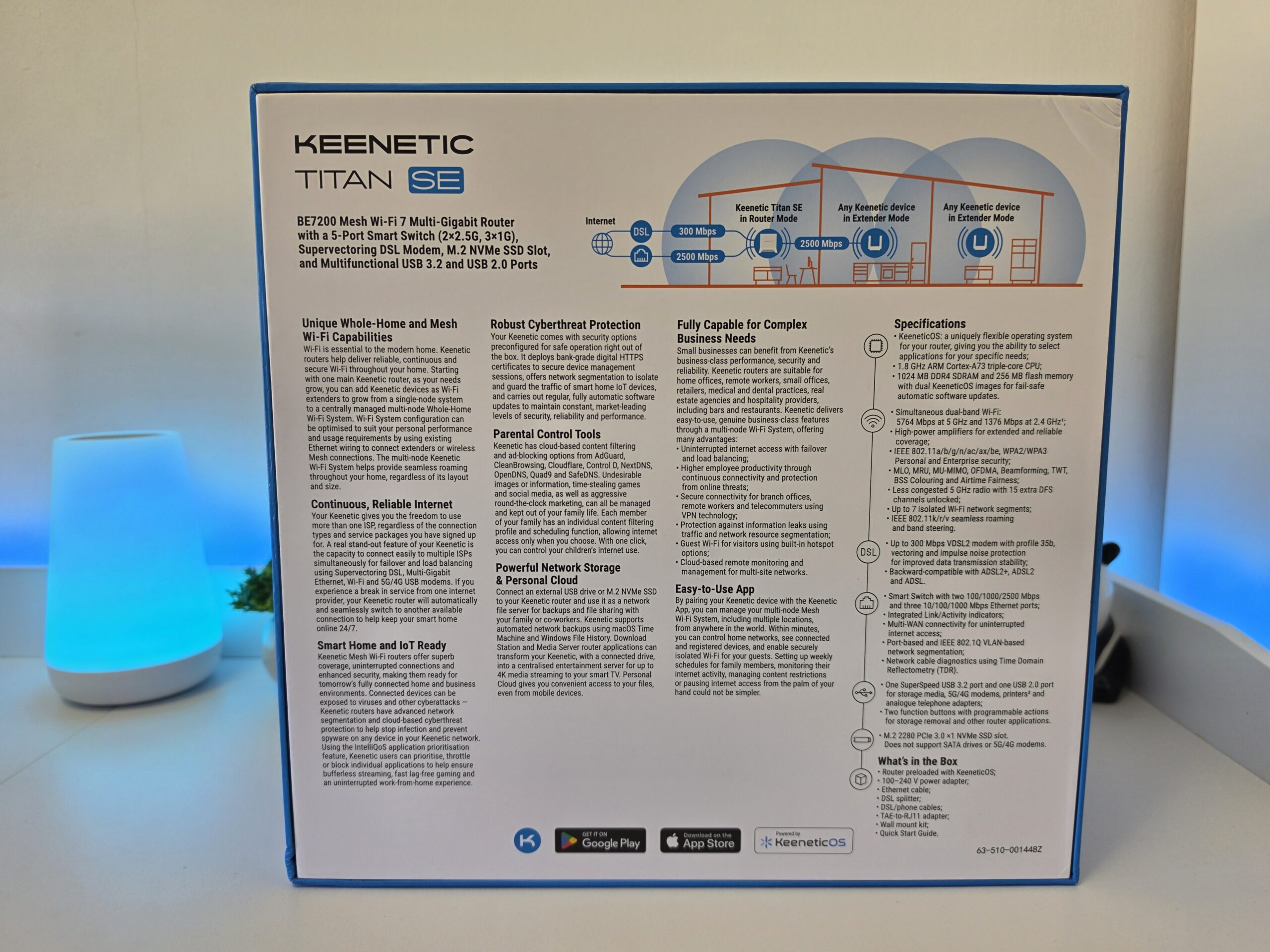Retro della confezione Keenetic Titan SE con caratteristiche principali